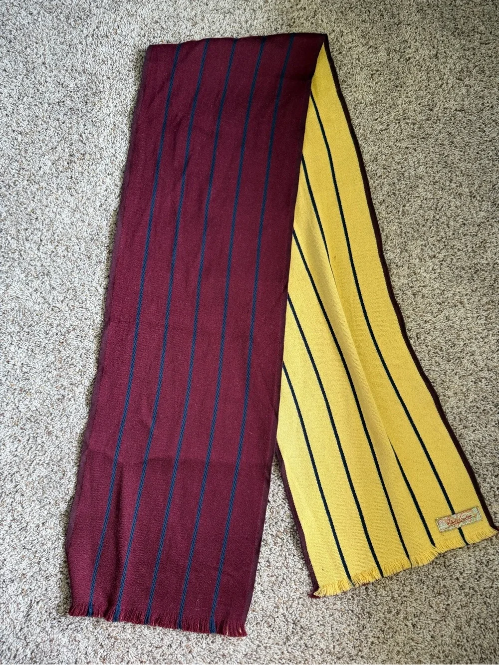 Robert Graham Reversible Maroon and Yellow Striped Scarf